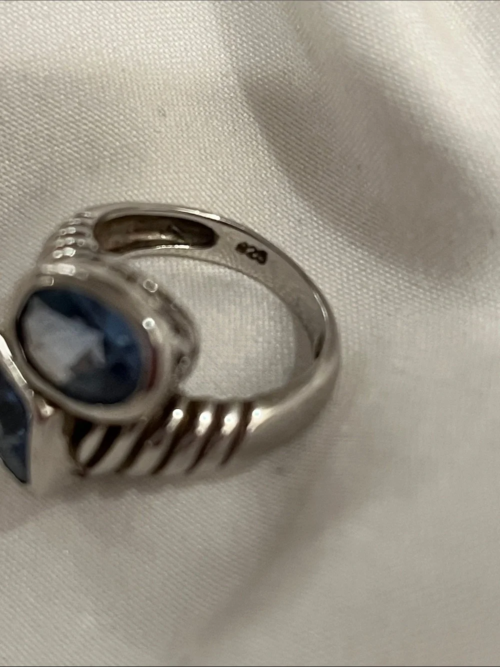 Blue Topaz Sterling Silver Bypass Ring